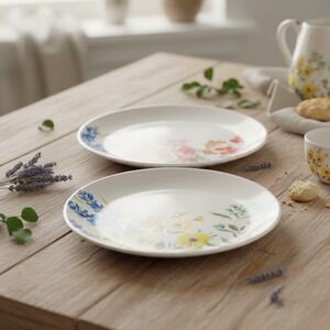 Shabby Chic Floral Melamine Salad Plates, Set of 2, Vintage Style Tableware